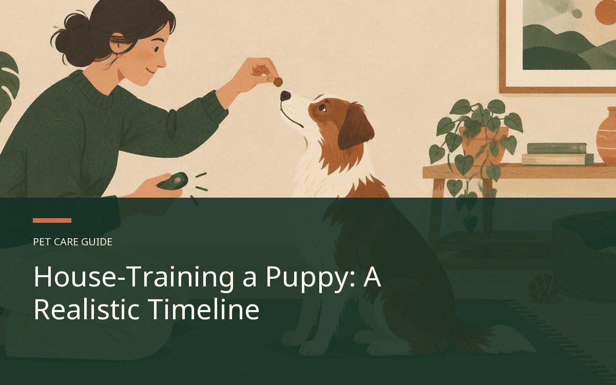 Illustrative article cover for House-Training a Puppy: A Realistic Timeline